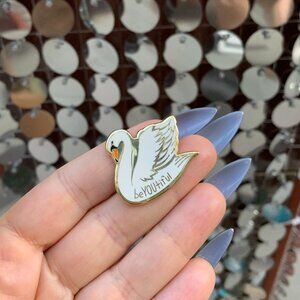 You Are Naturally Beautiful When You Are Yourself Swan Enamel Pin in White and
